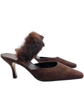 Pierre Dumas Brown Micro-suede Stiletto Heels Size 9